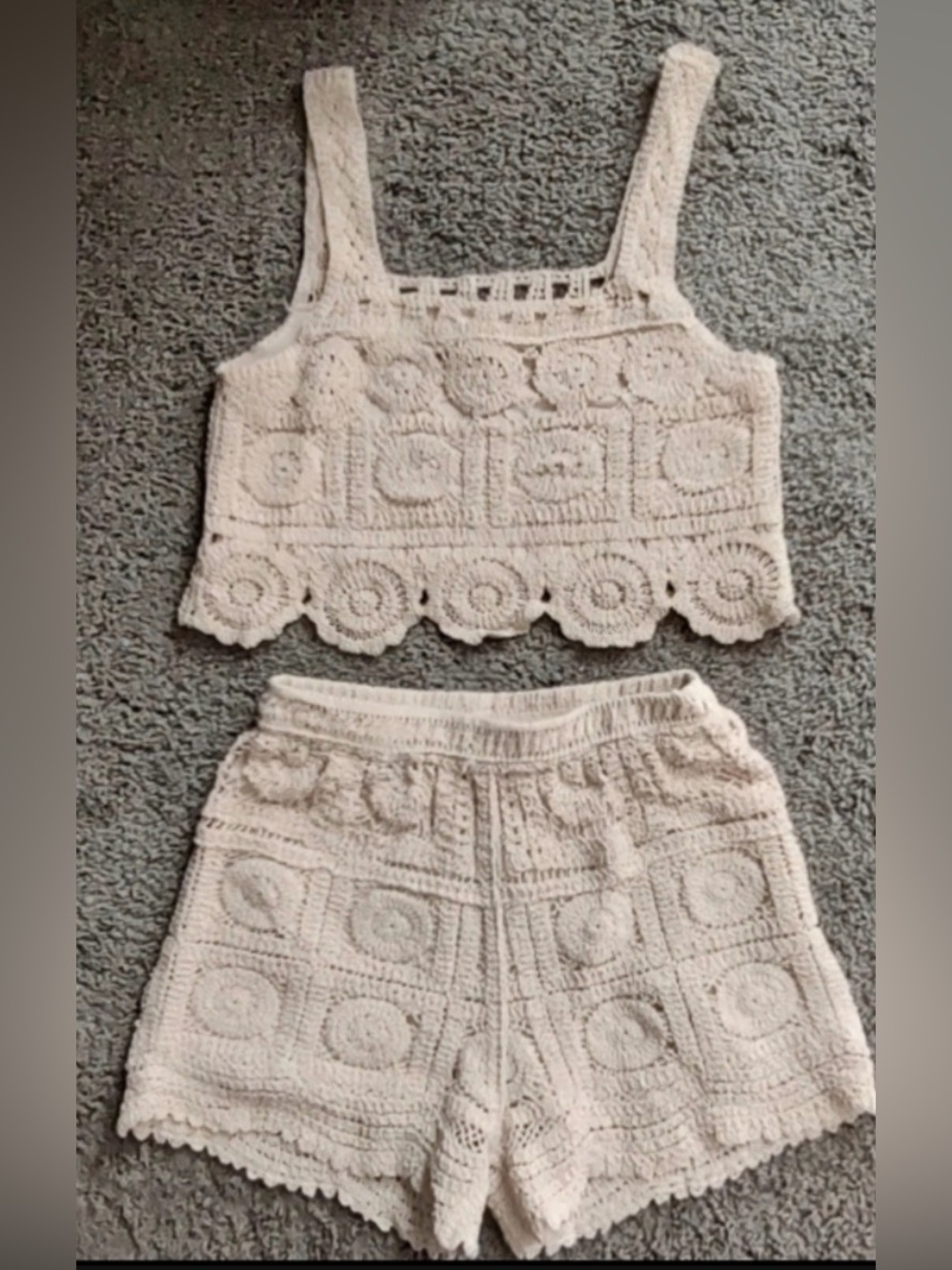Rebellion Again 2-Piece Crocheted Set XS Ivory